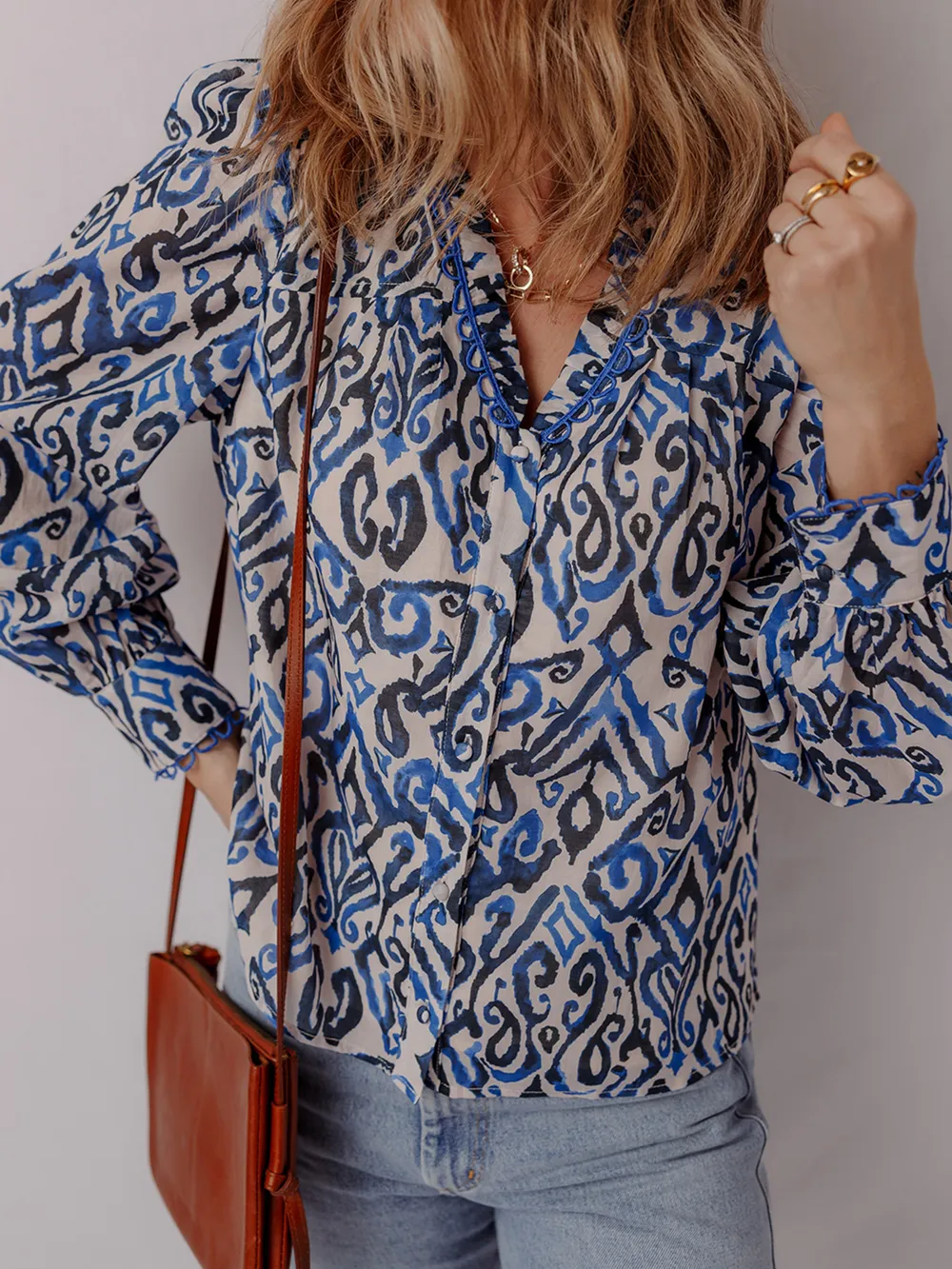 Paisley Print Long Sleeve Blouse, image 7