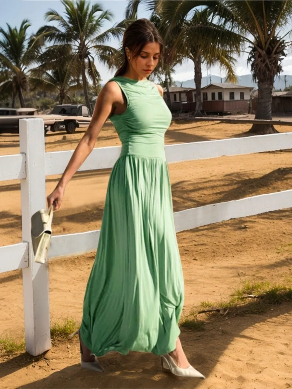 Ruched Sleeveless Maxi Dress, image 5