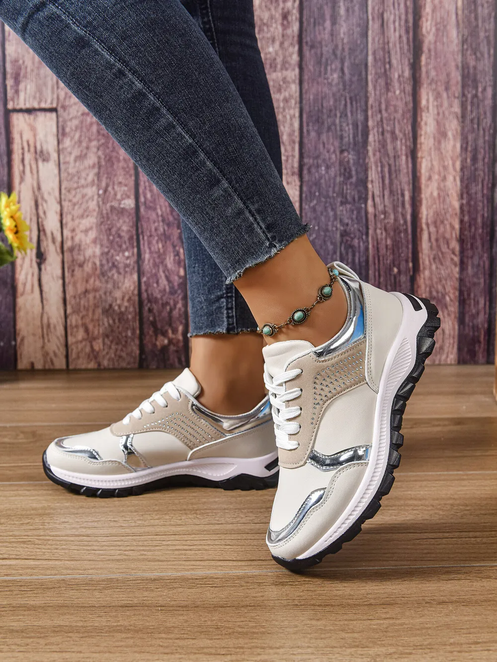 Lace Up Round Toe Sneakers, image 5