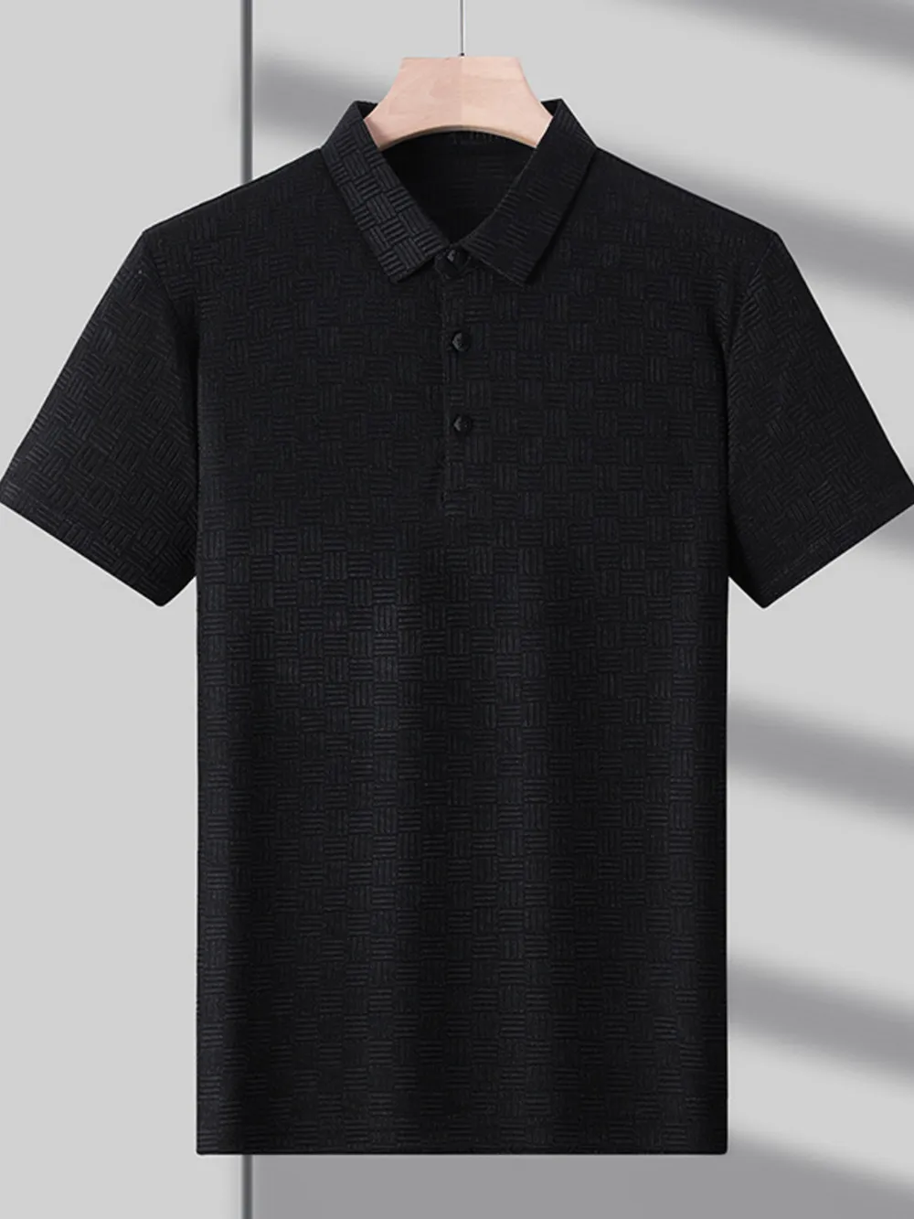 Men's Plus Size Classic Short Sleeve Textured Polo Shirt