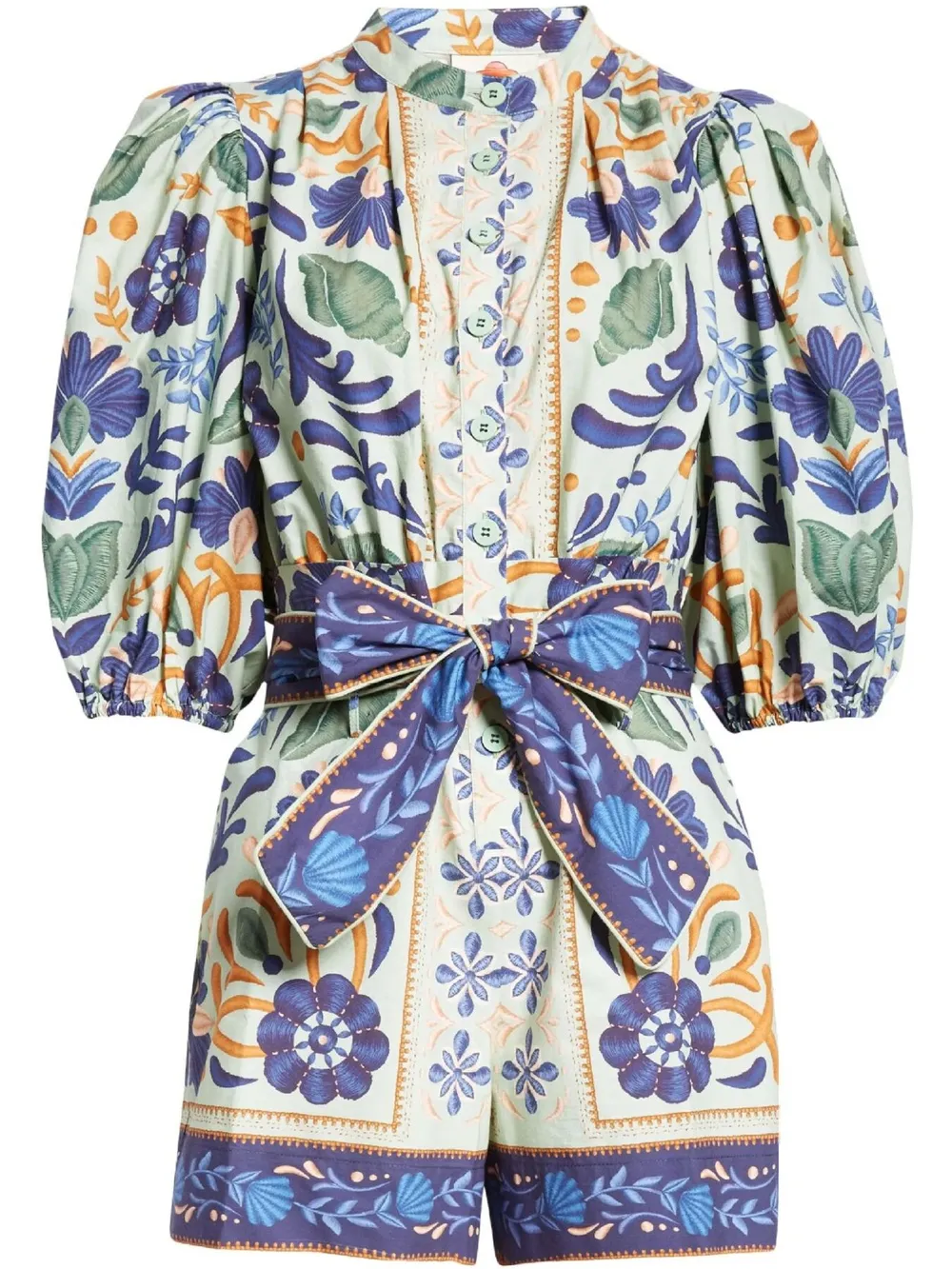 Floral Print Button Front Belted Romper, image 4