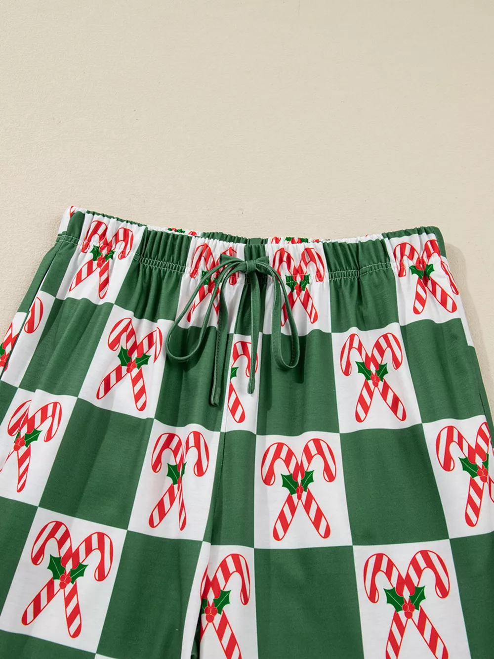 Candy Cane Checkered Pattern 2pcs Pajama Set, image 6