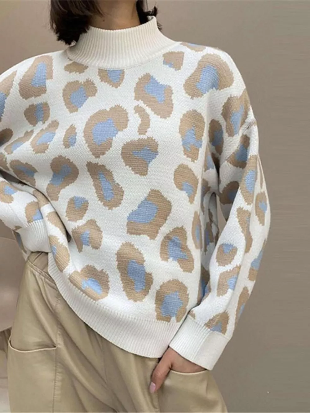 Leopard High Neck Sweater, image 2