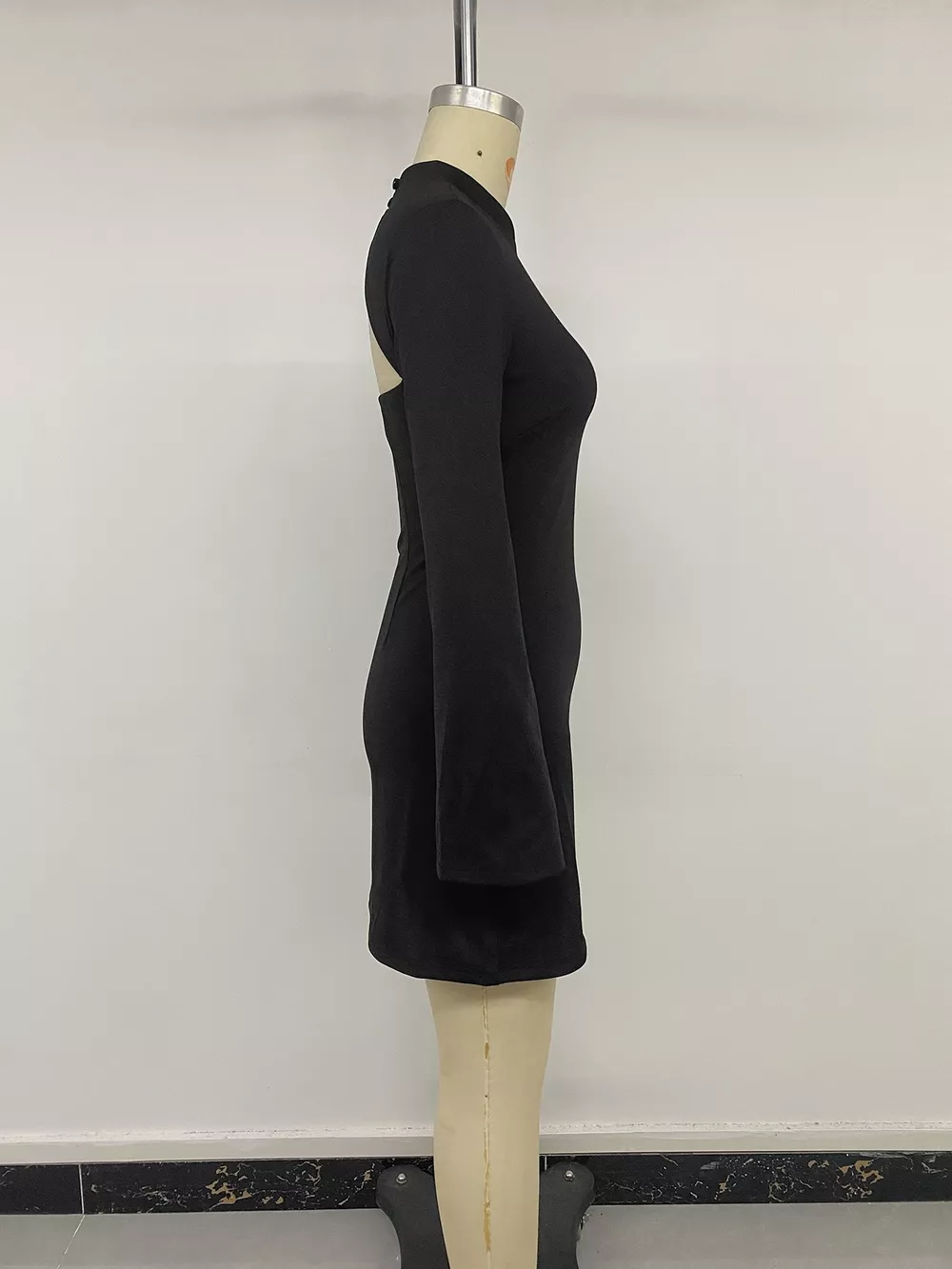 Cutout Back Long Sleeve Bodycon Mini Dress, image 12