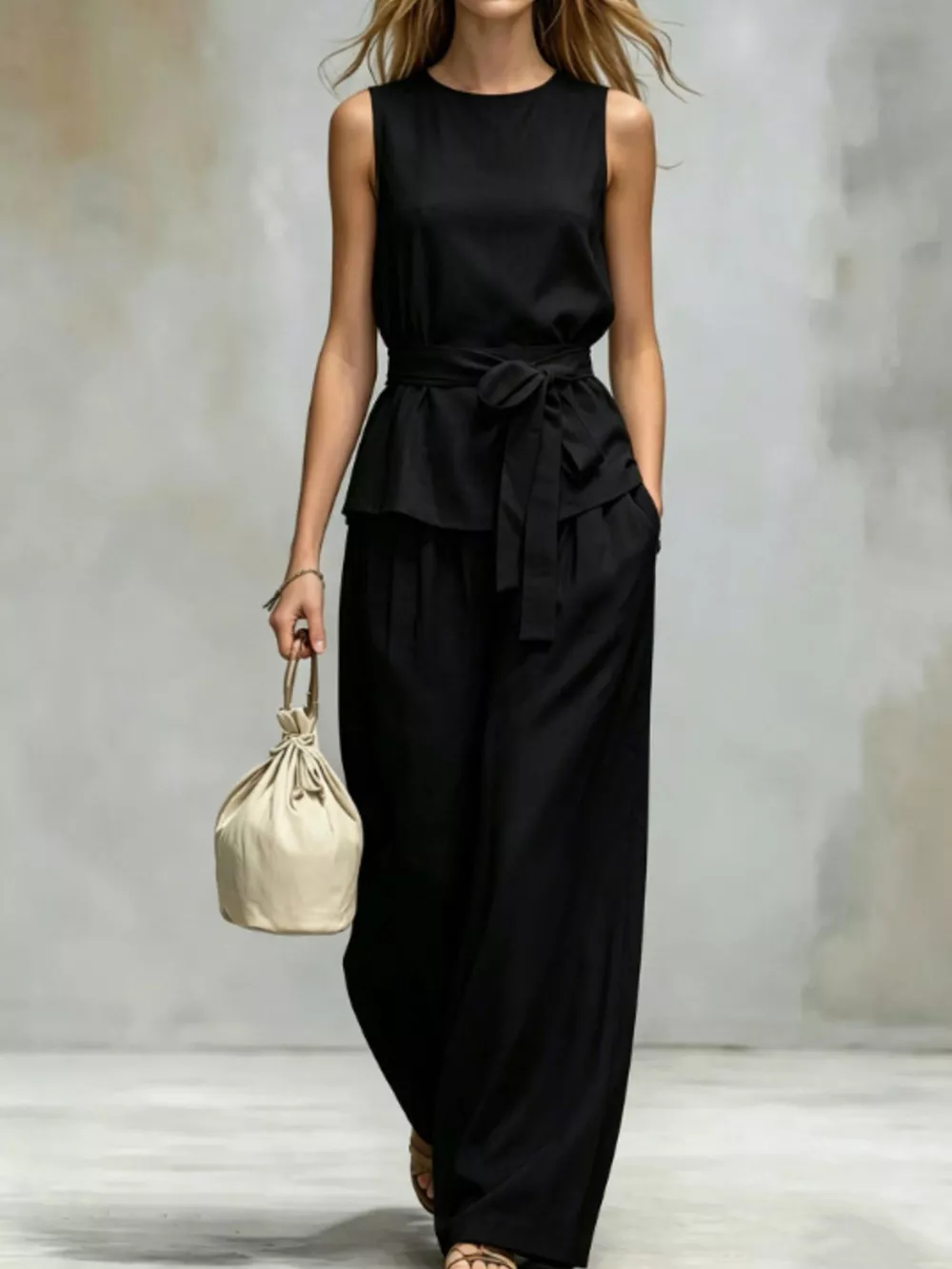 Sleeveless Top and Wide-Leg Pants Set, image 11