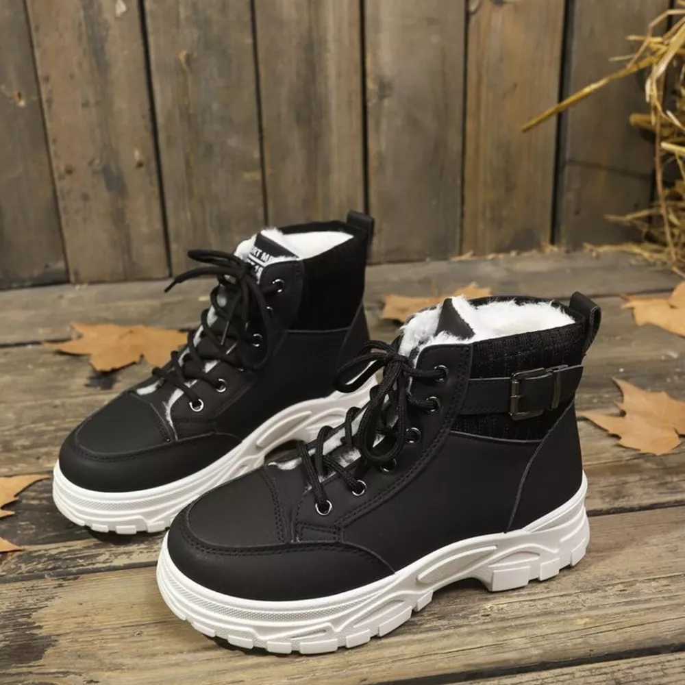 Plush Lining Lace Up Boots, image 5