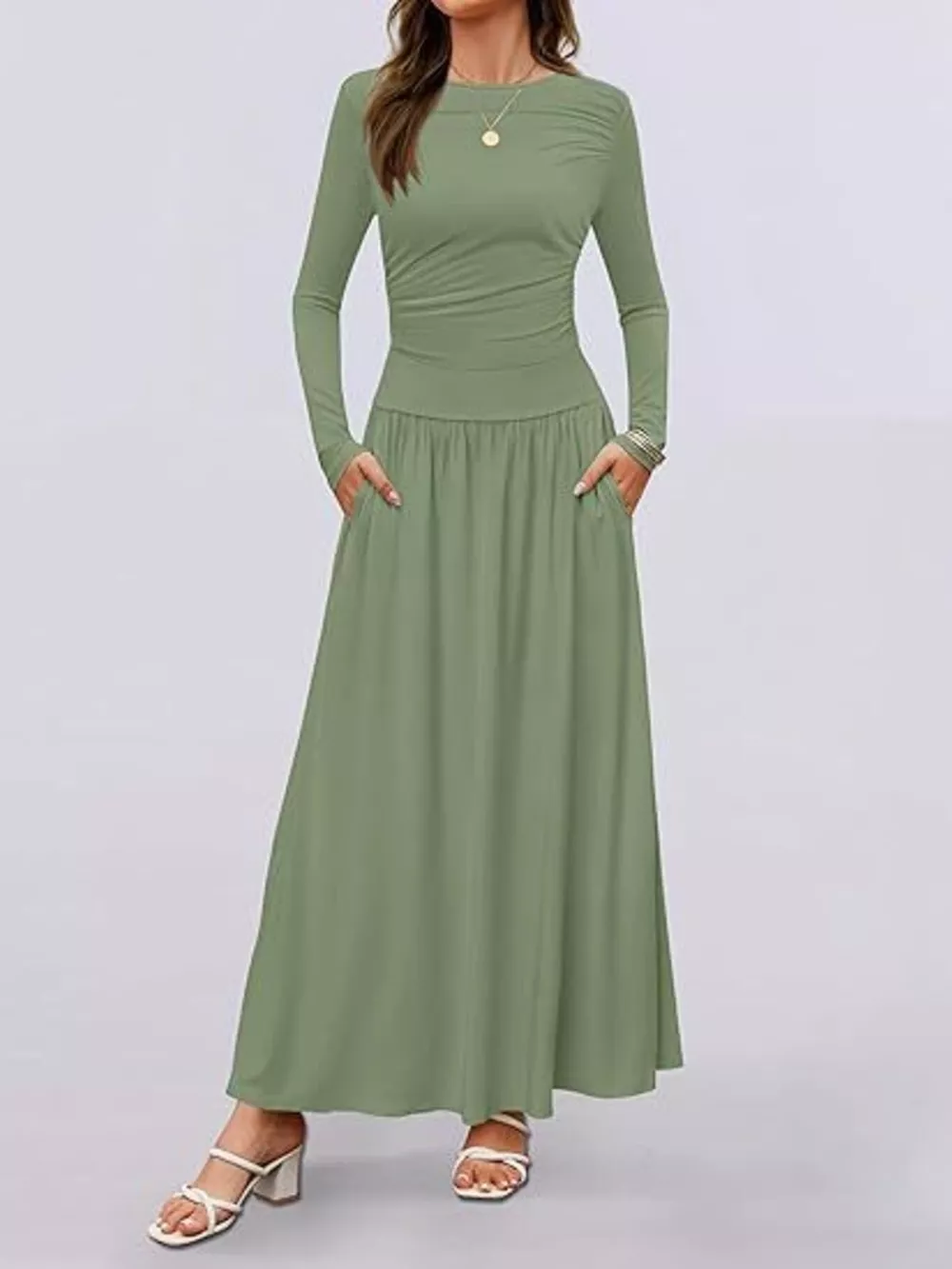 Long Sleeve Maxi Dress with Pockets, image 12