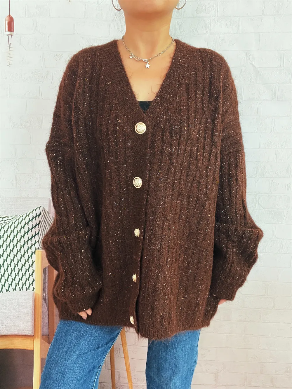 Cable Knit Button-Up Cardigan, image 17