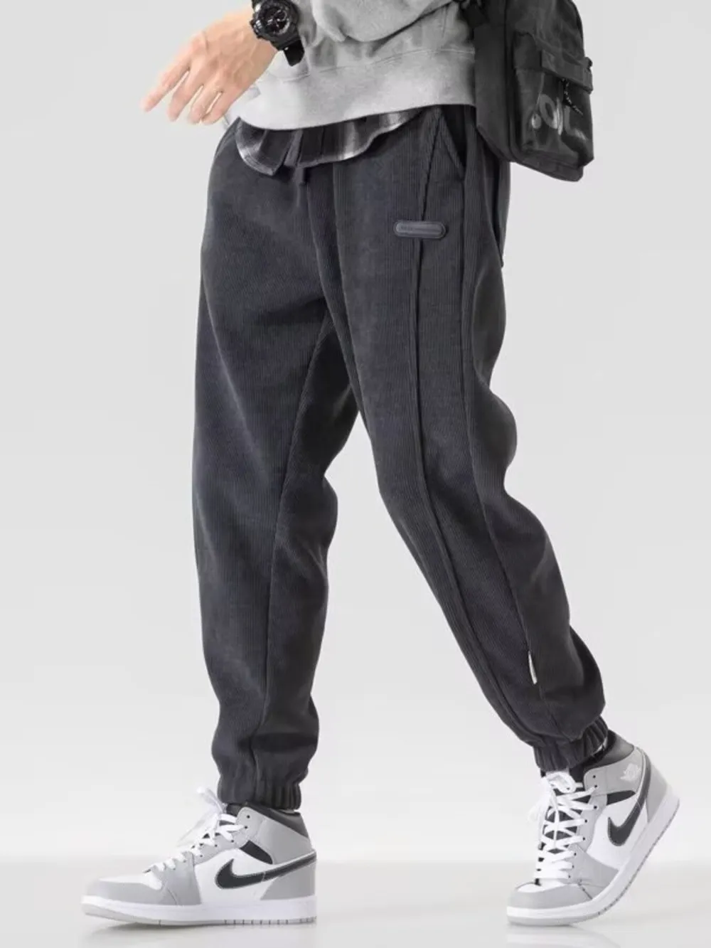 Men's Plus Size Drawstring Loose Fit Joggers, image 3