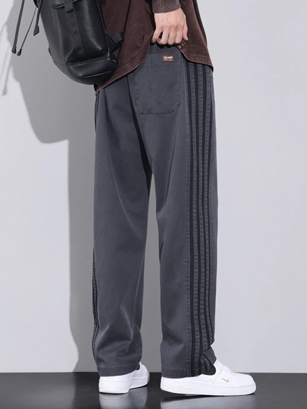 Men's Plus Size Casual Loose Fit Stripes Pants, image 4