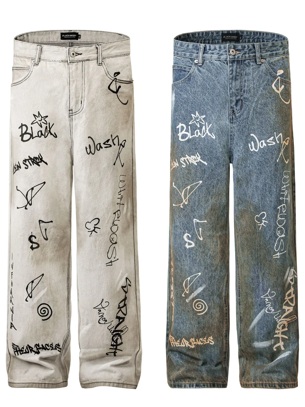 Men's Graffiti Art Loose Fit Jeans, image 5