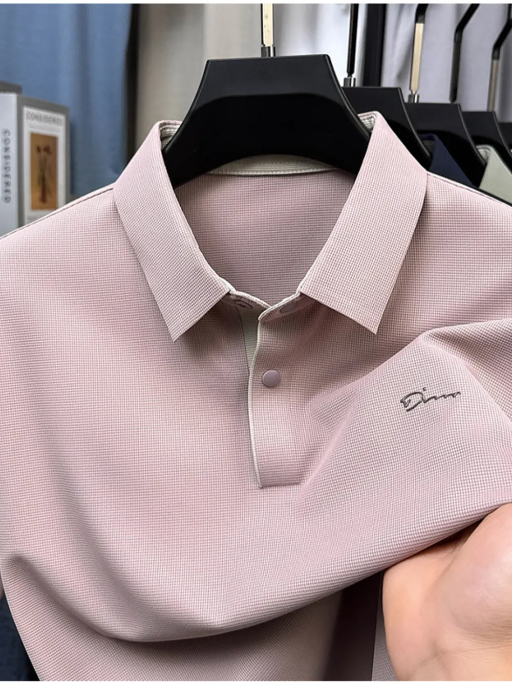 Men's Plus Size Button Detail Short Sleeve Polo, image 8