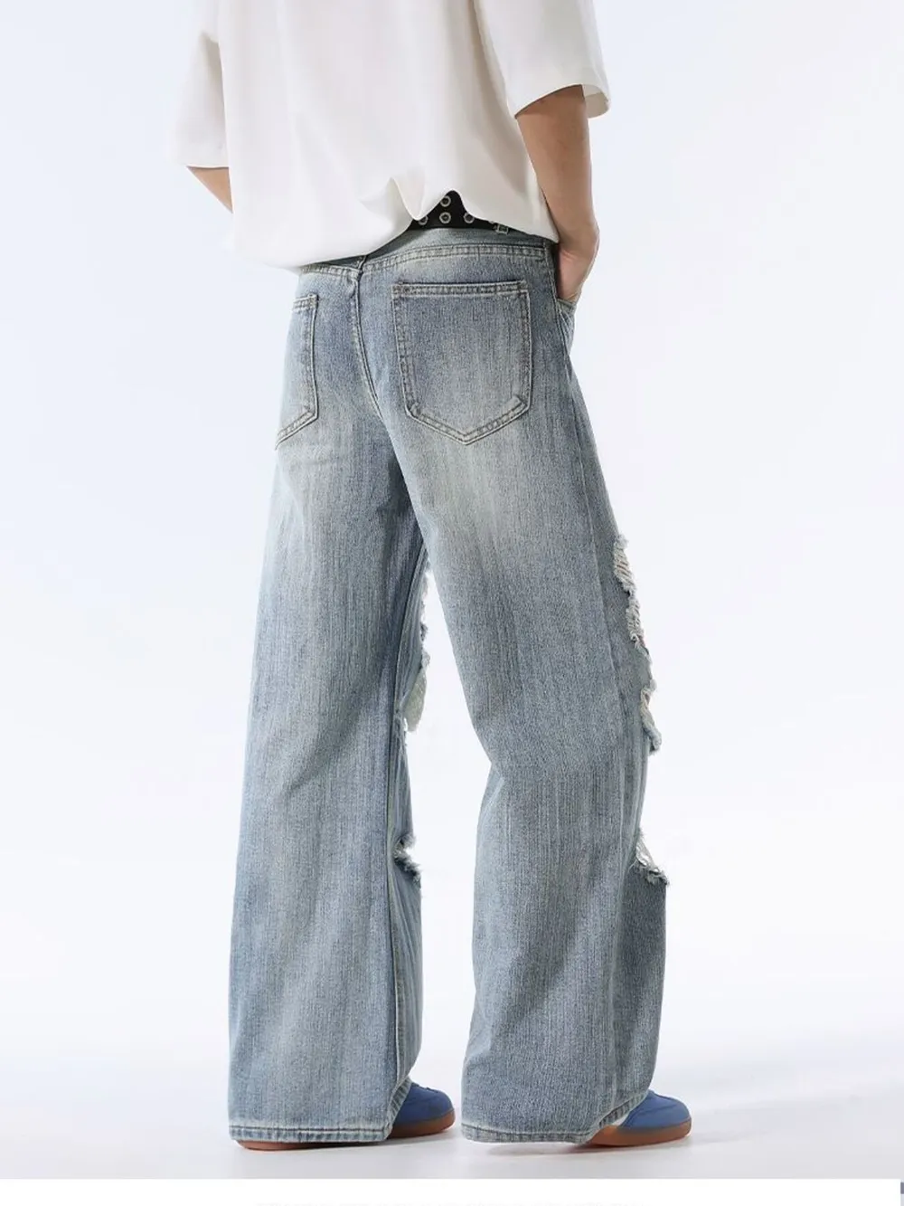 Men's Distressed Wide Leg Baggy Jeans, image 6
