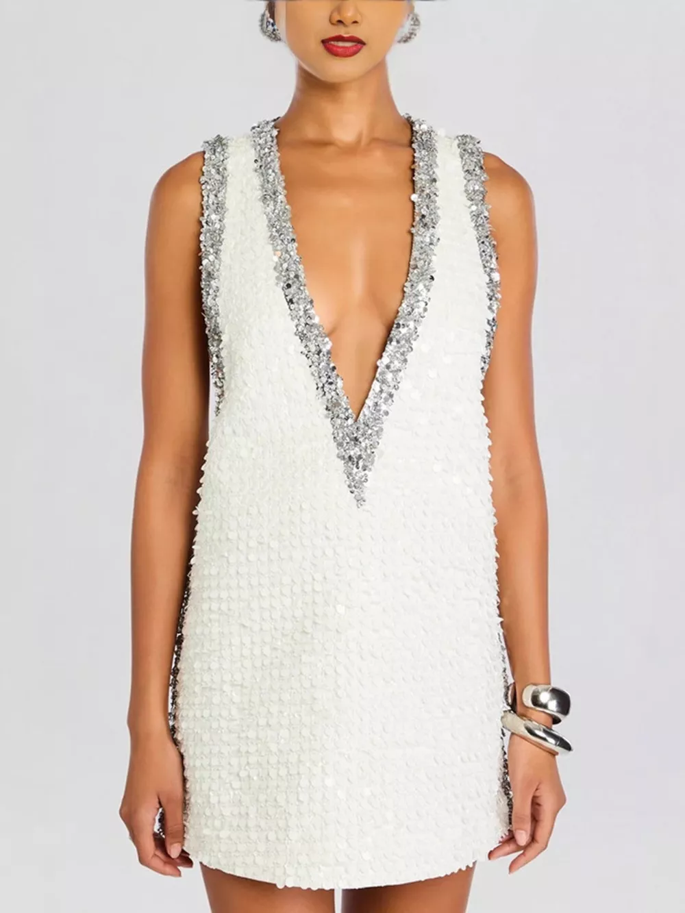 Sequin Embellished Sleeveless Mini Dress, image 4
