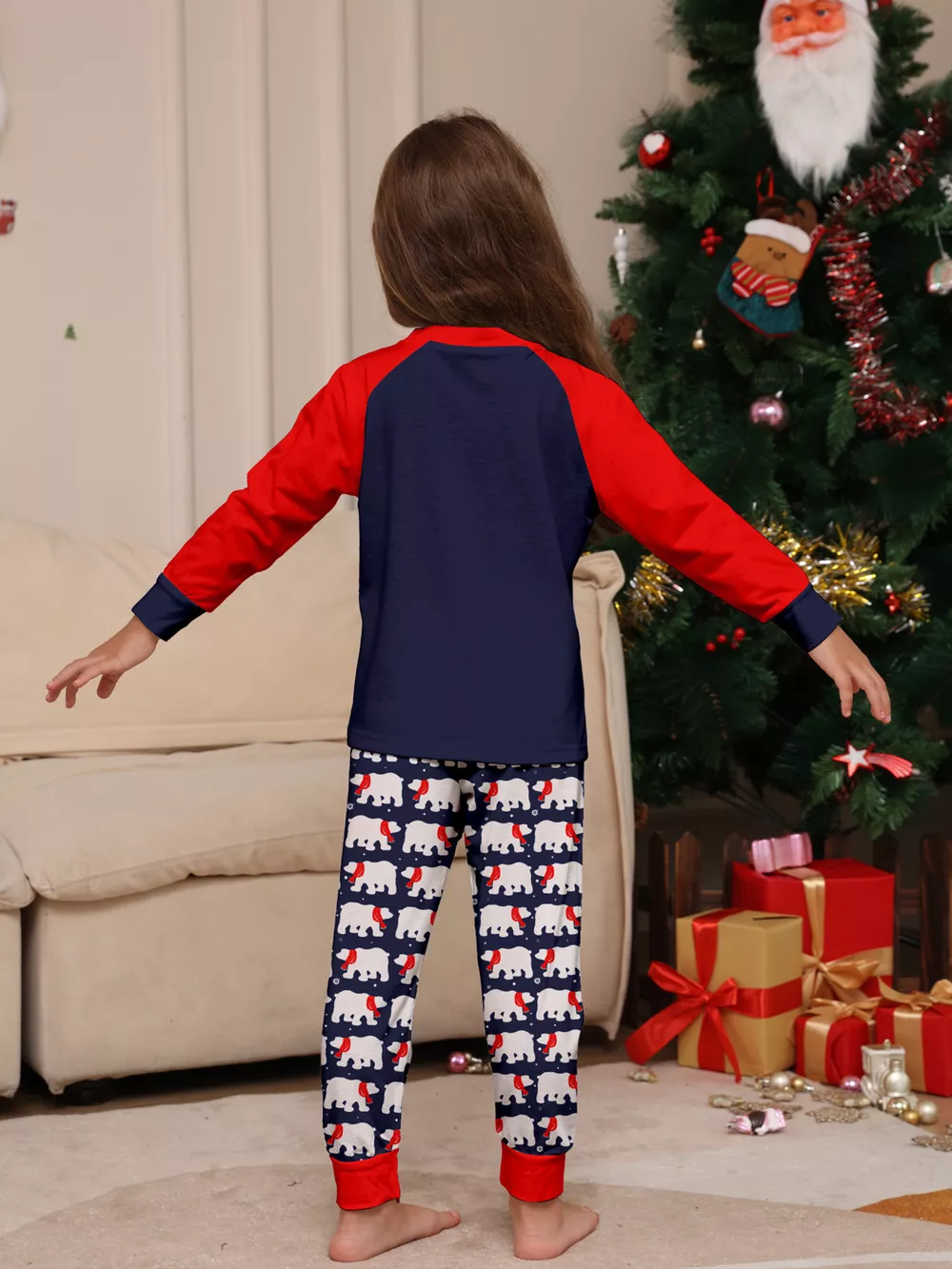 Full Size Matching Family Christmas Pajama Set with Festive Print Plus Size, image 10