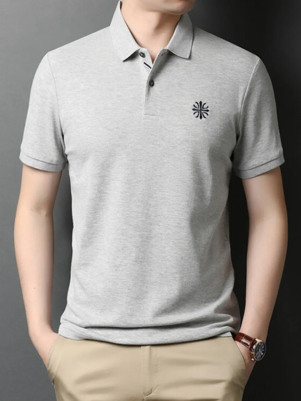 Men's Plus Size Embroidered Slim Fit Polo Shirt, image 4