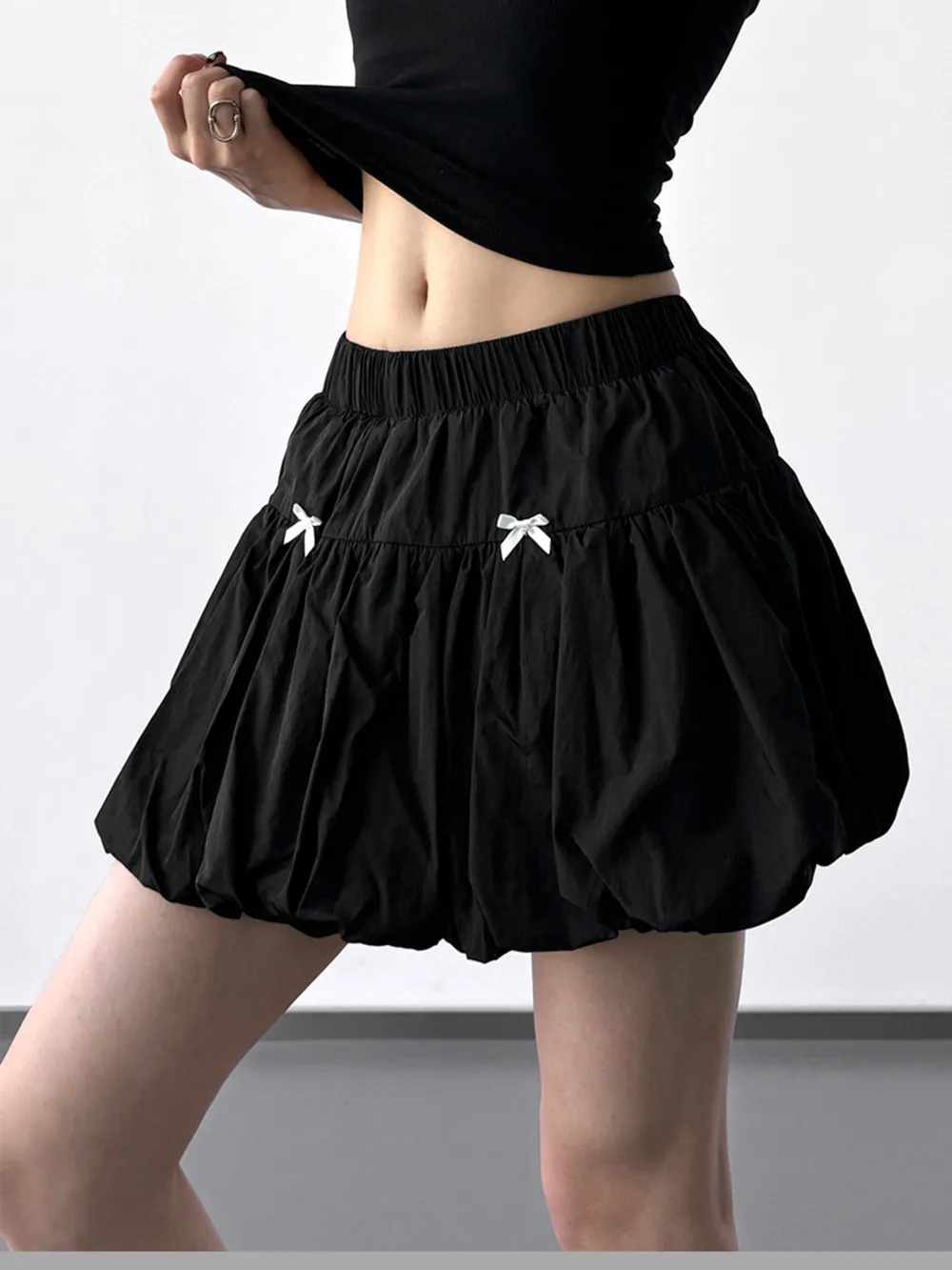 Bubble Hem Elastic Waist Mini Skirt, image 7