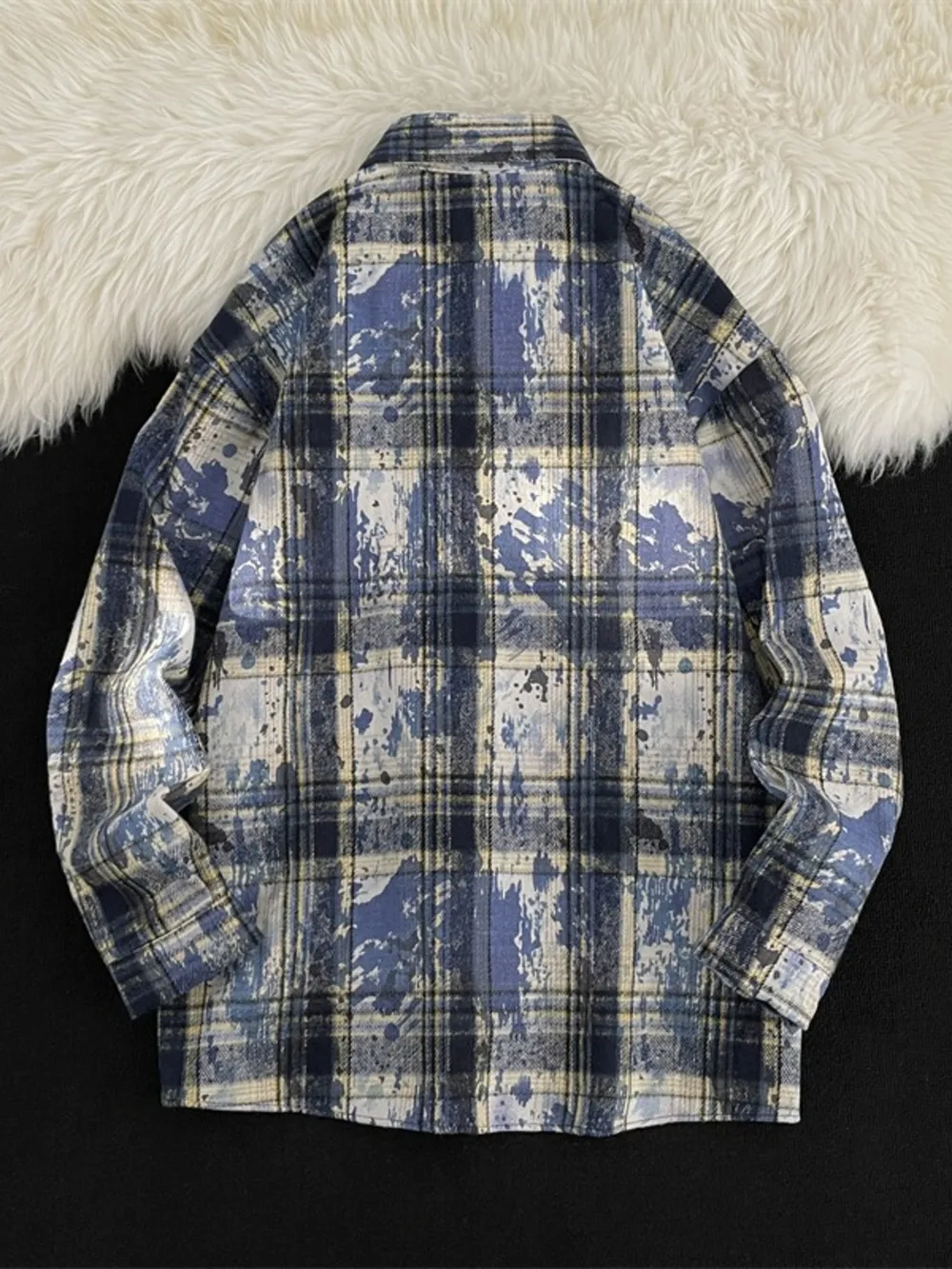 Men's Plus Size Plaid Button Up Casual Shacket, image 3