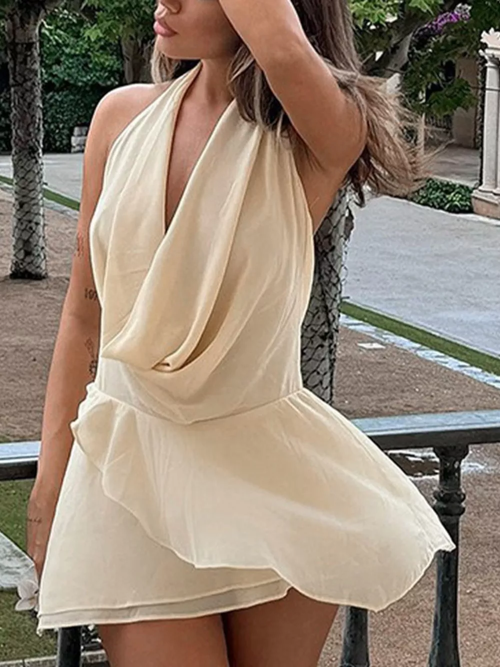 Ruffled Halter Neck Mini Dress, image 5
