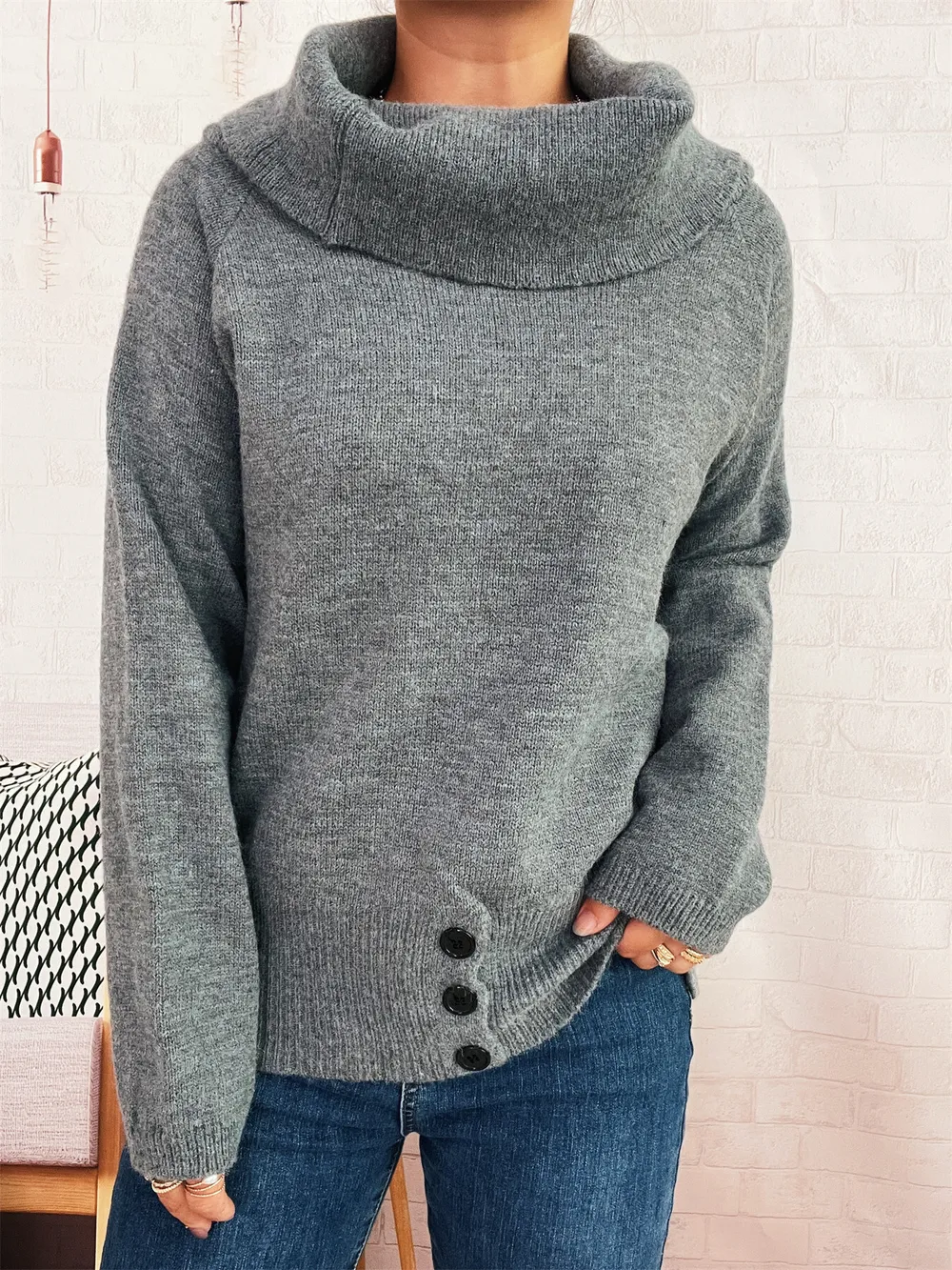 Striped Turtleneck Long Sleeve Sweater, image 16