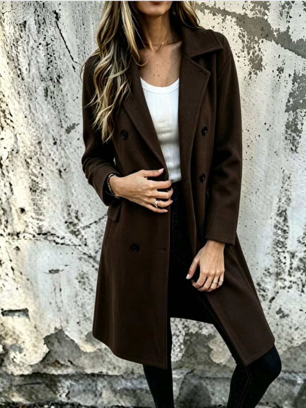 Full Size Double-Breasted Lapel Collar Coat Plus Size, image 8