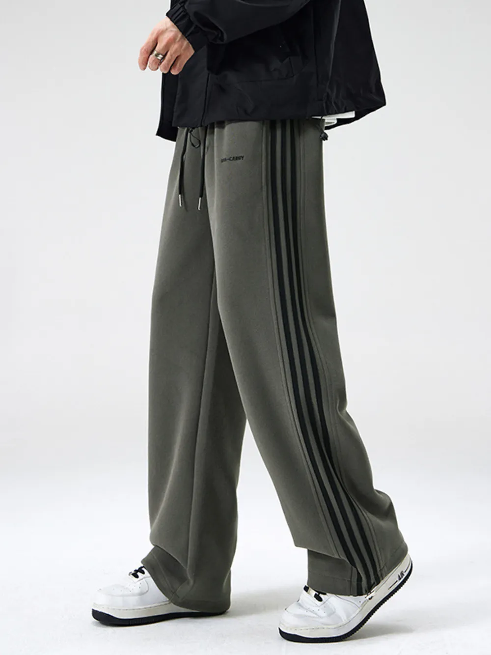 Men's Plus Size Drawstring Striped Wide Leg Pants, image 4