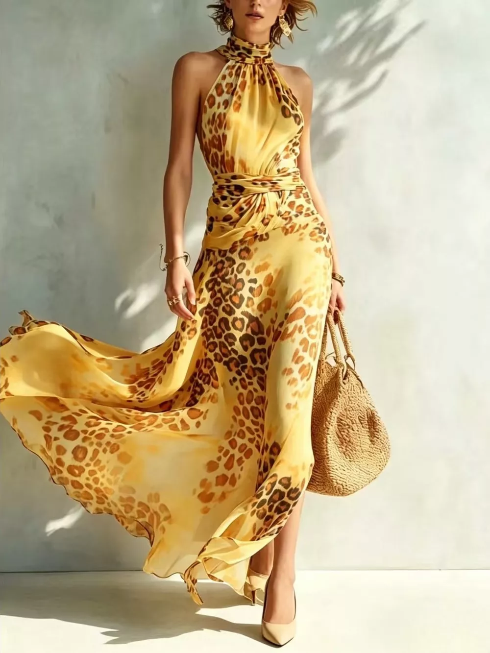 Leopard Print Sleeveless Maxi Dress, image 9