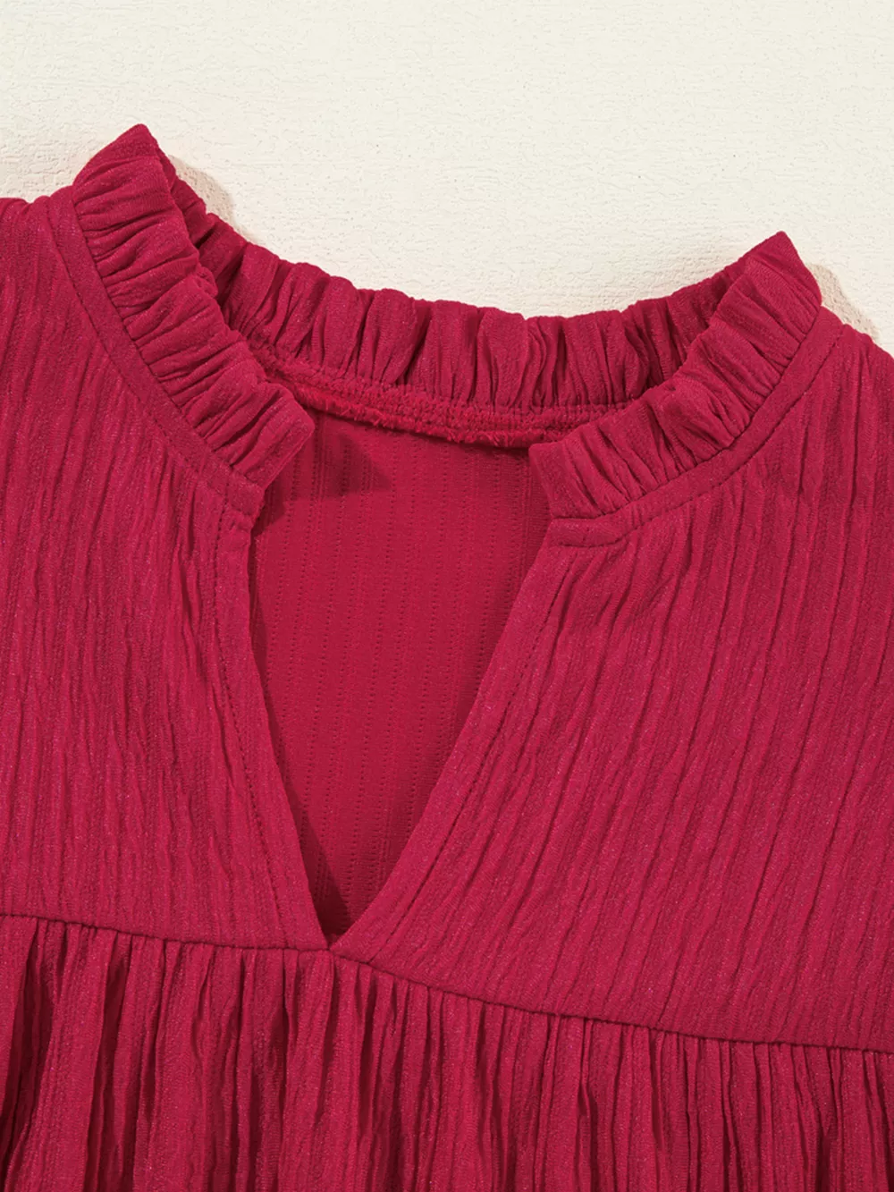 Textured Ruffled Trim Loose Fit Mini Dress, image 8