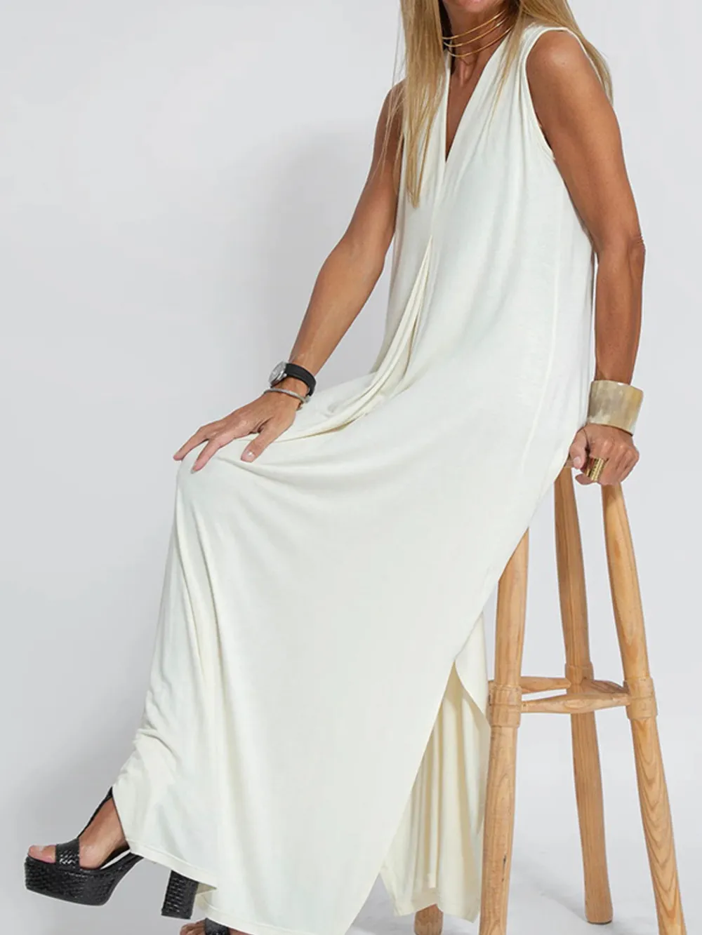Full Size V-Neck Sleeveless Maxi Dress with Slit Plus Size, image 14