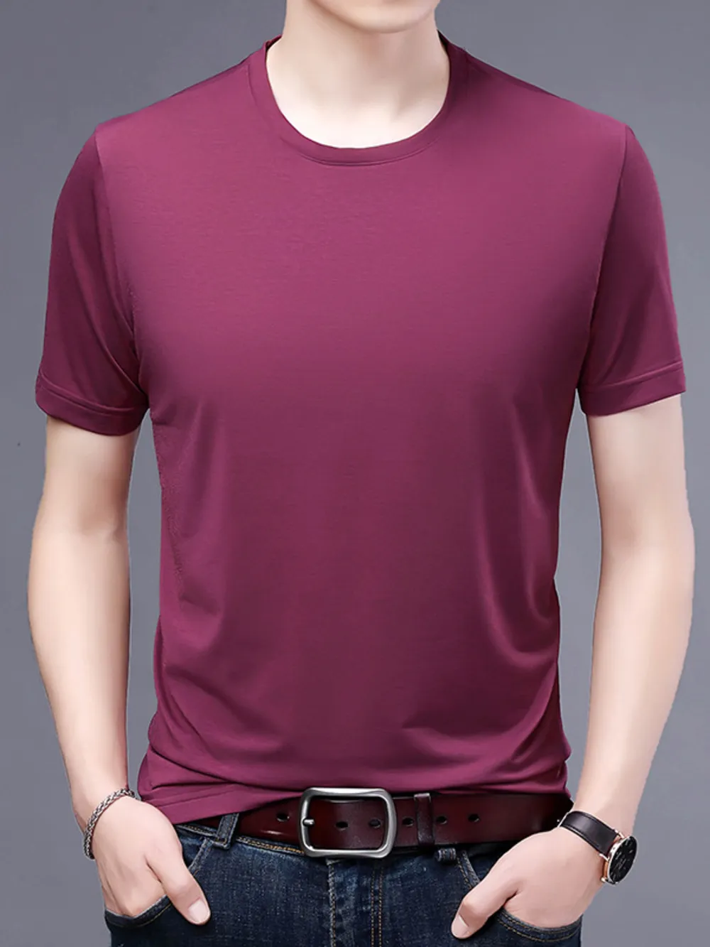 Men's Plus Size Classic Crew Neck Basic T-Shirt, image 8