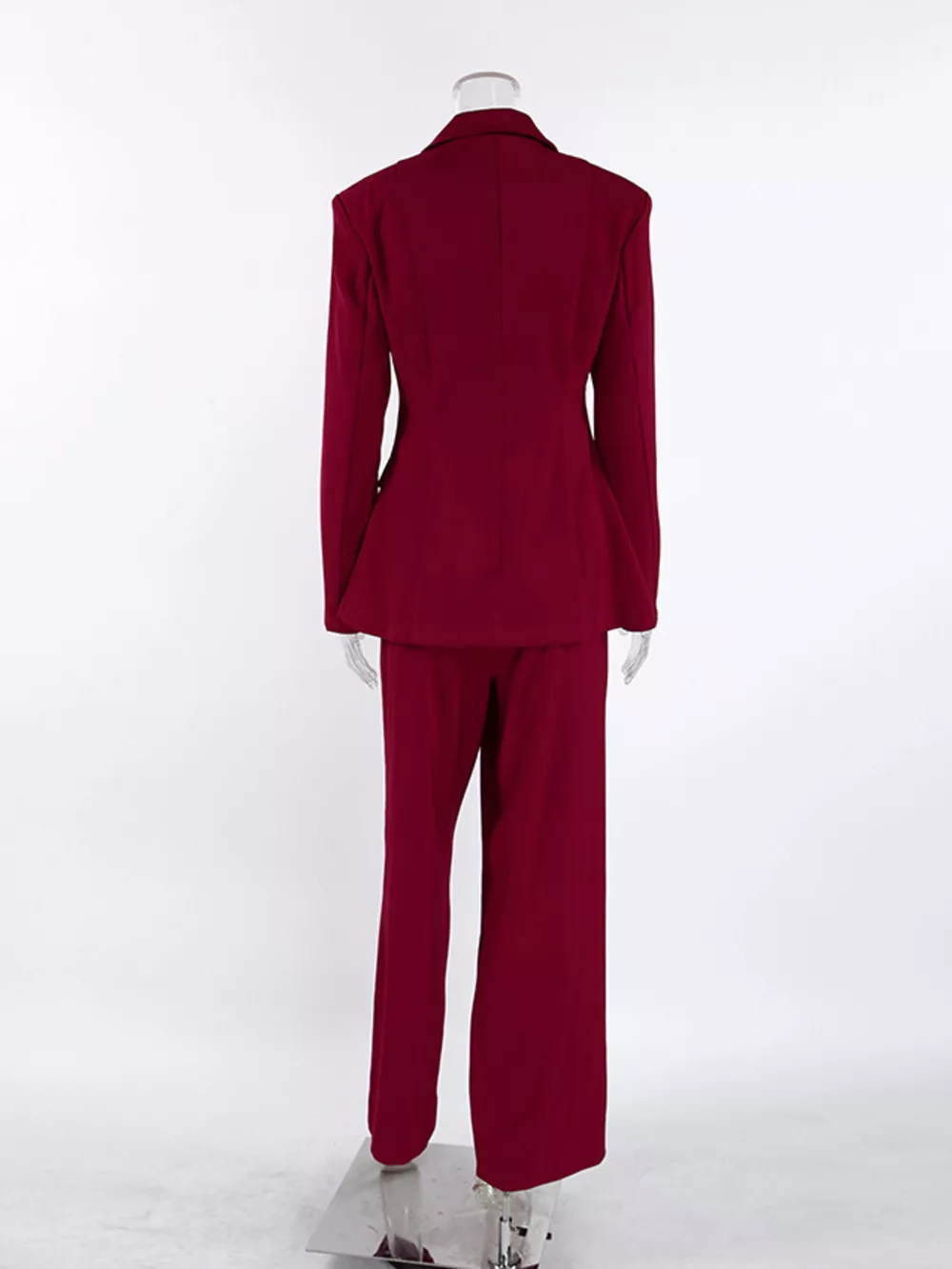 Lapel Collar Blazer and Wide-Leg Pants Set, image 11