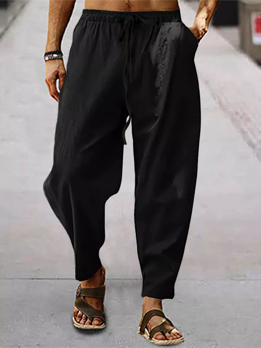 Men's Full Size Drawstring Wide Leg Pants Plus Size, image 2