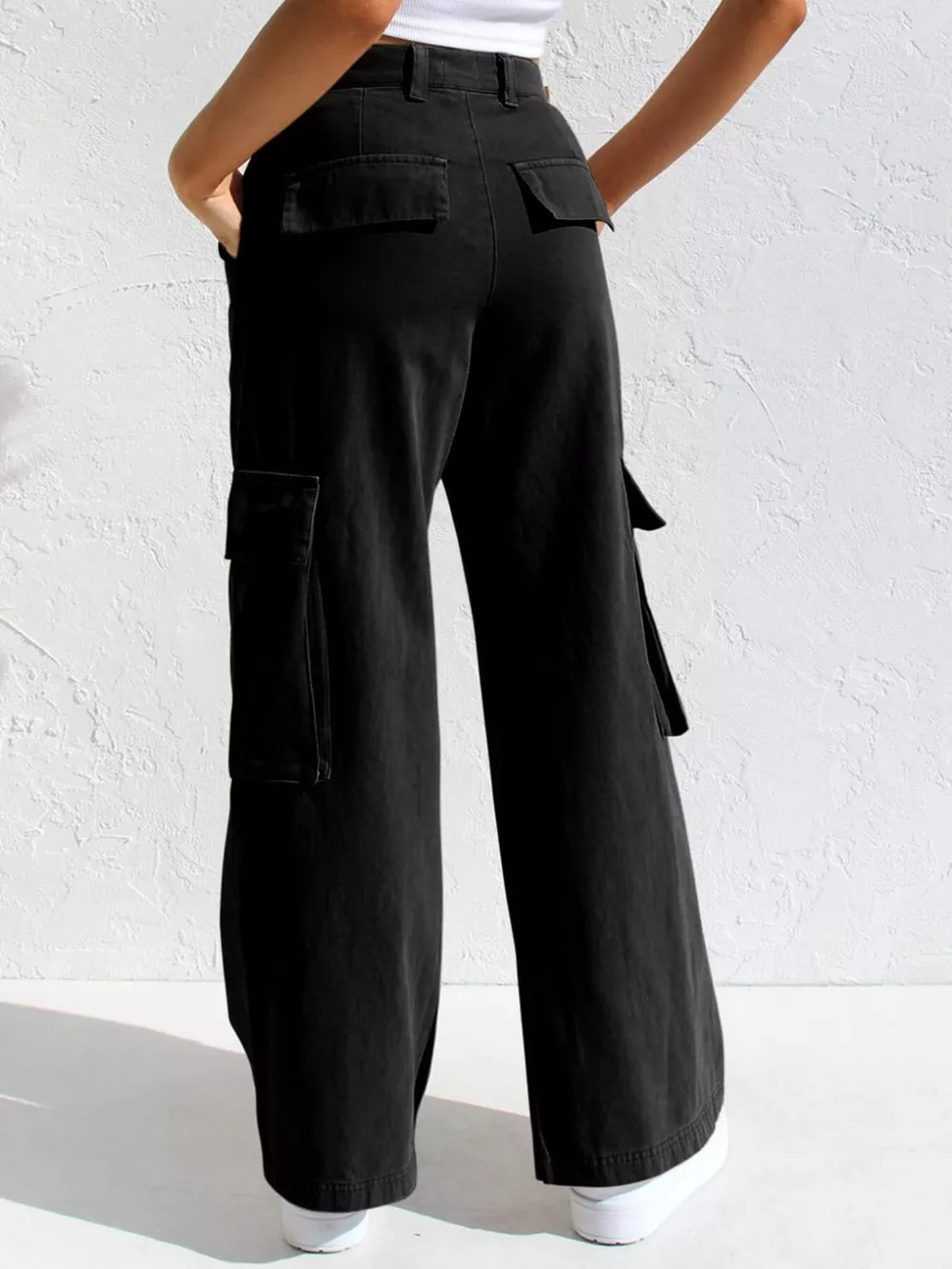 High-Waisted Wide Leg Cargo Jeans, image 10