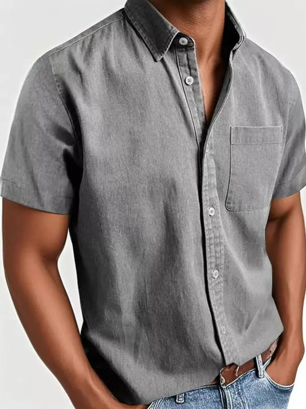 Men's Full Size Casual Short Sleeve Shirt Plus Size, image 6