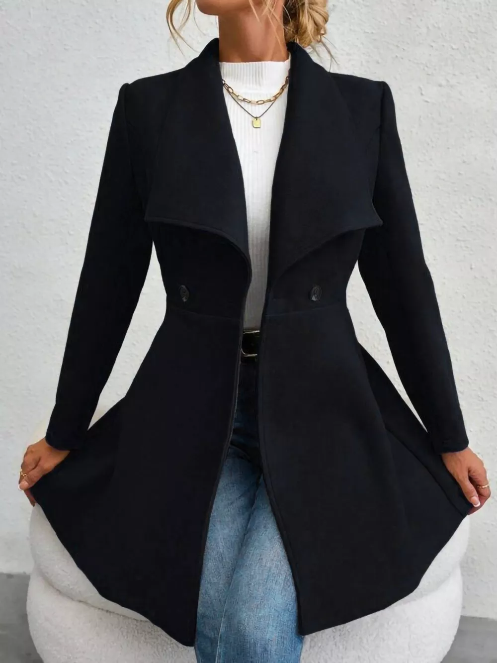 Double-Breasted Wool Blend Coat, image 7