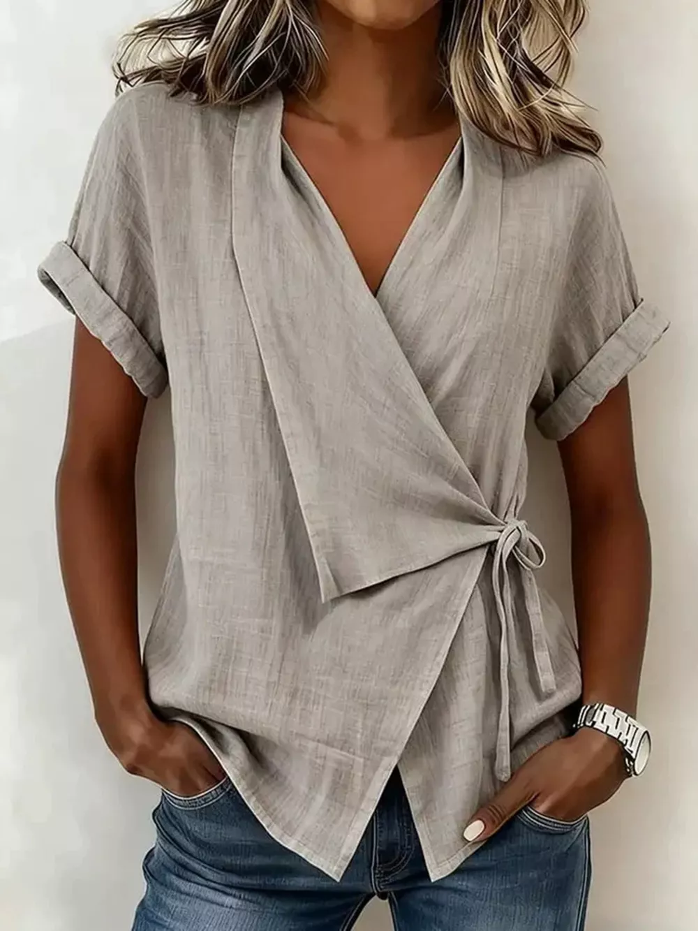 Tie-Side Detail Wrap Top