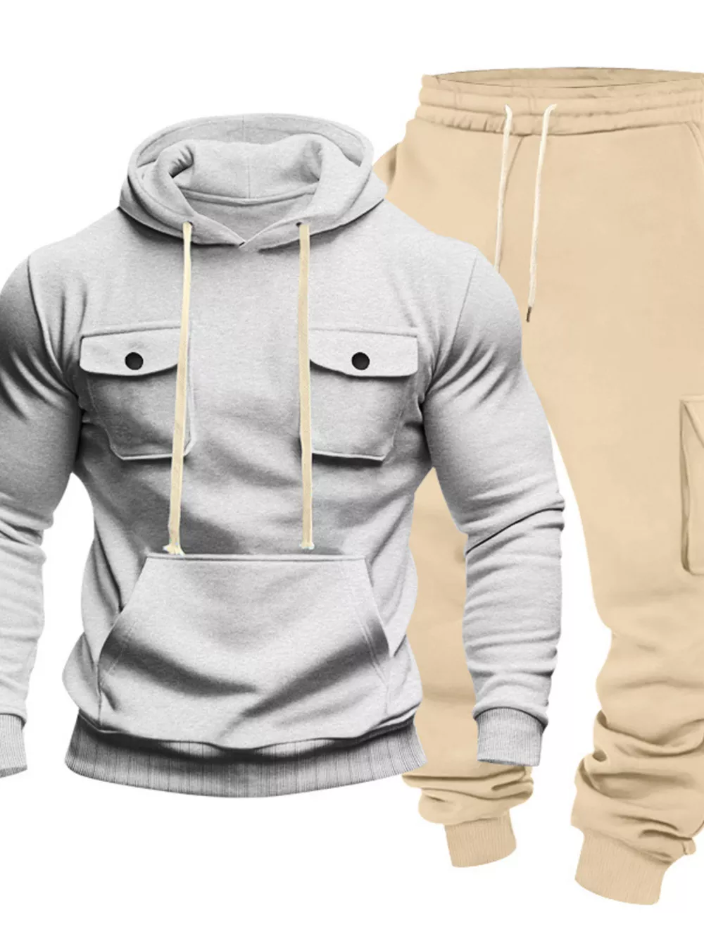 Men's Full Size Kangaroo Pocket Hoodie and Sweatpants Two-Piece Set Plus Size, image 21