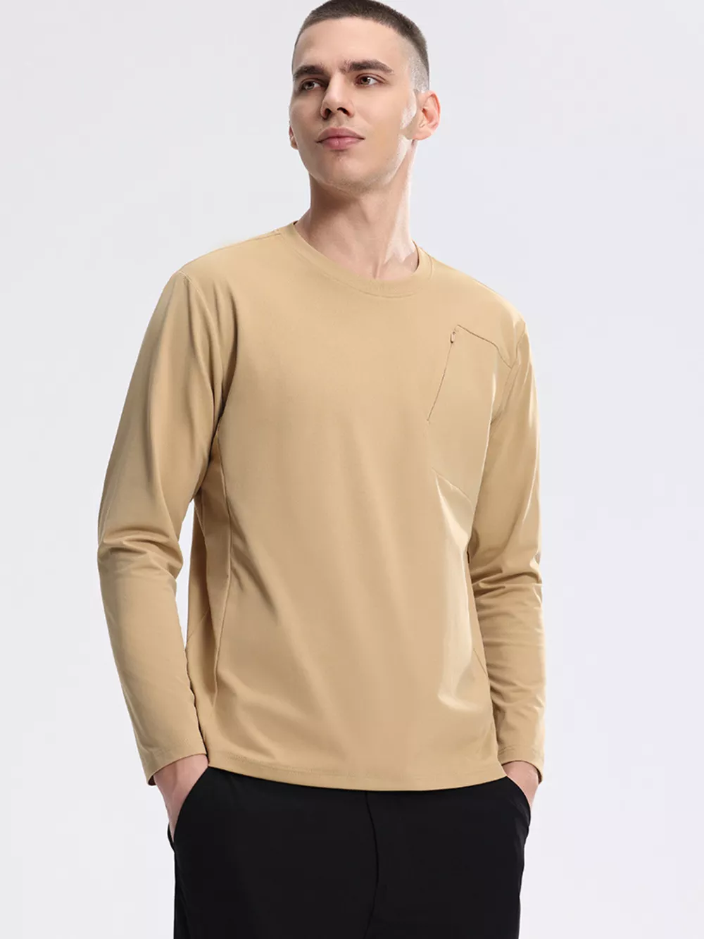 Men's Plus Size Casual Long Sleeve Active Sweatshirt with Zipper Pocket, image 8