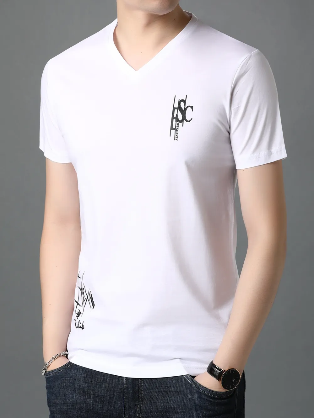 Men's Full Size V-Neck Short Sleeve T-Shirt Plus Size, image 10