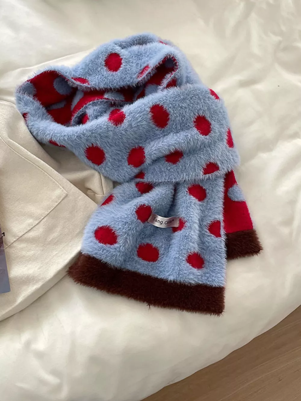 Fuzzy Polka Dot Scarf, image 2