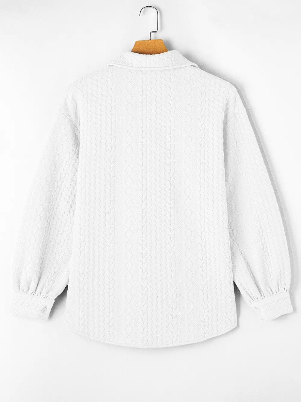 Cable Texture Puff Sleeve Loose Shacket, image 26