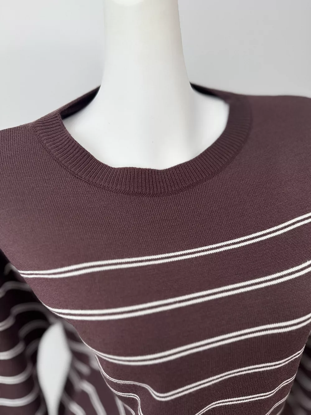 Classic Striped Crewneck Knit Top with Layered Sweater Detail, image 28
