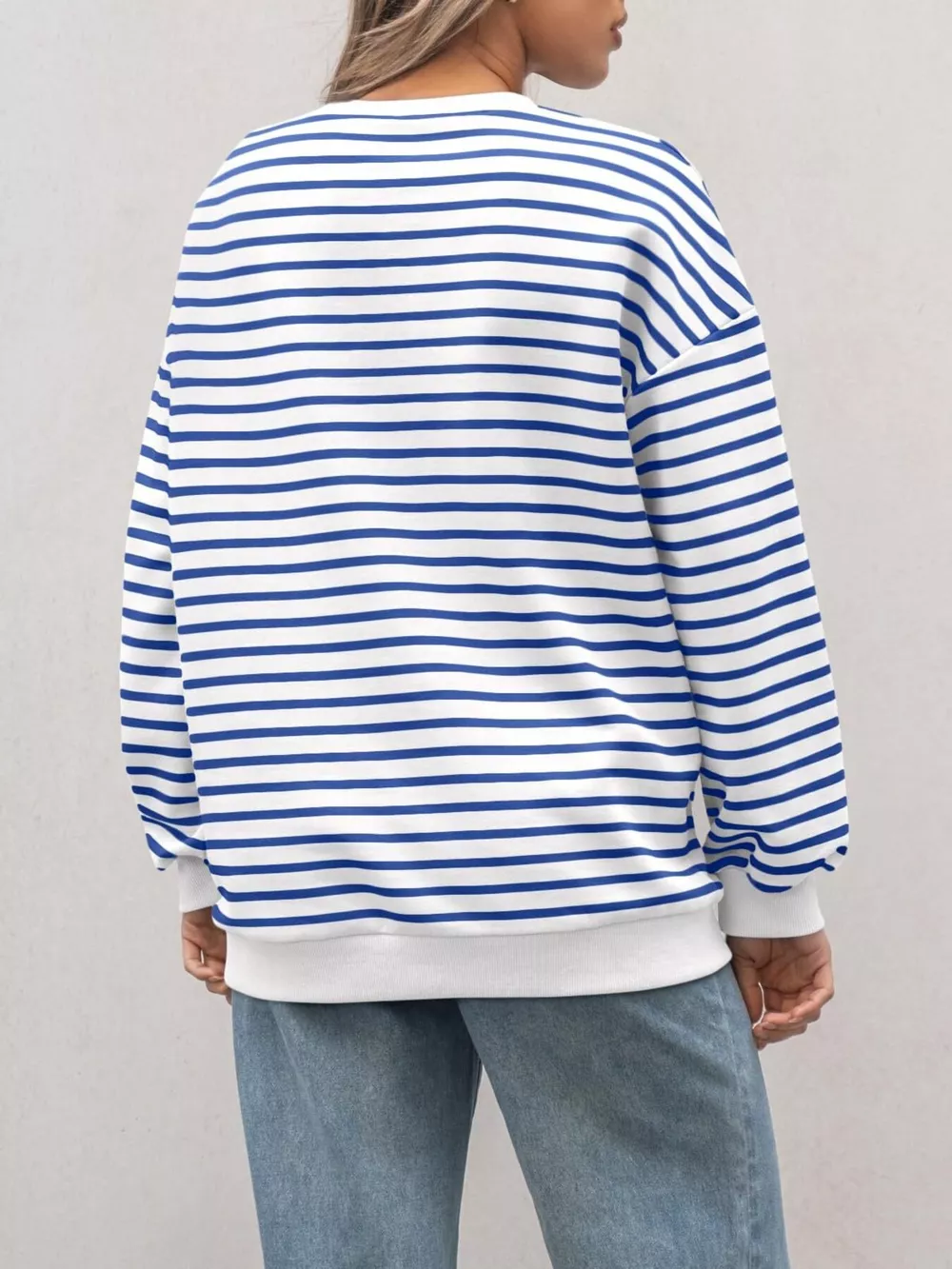 Striped Round Neck Oversized Casual Sweatshirt, image 18