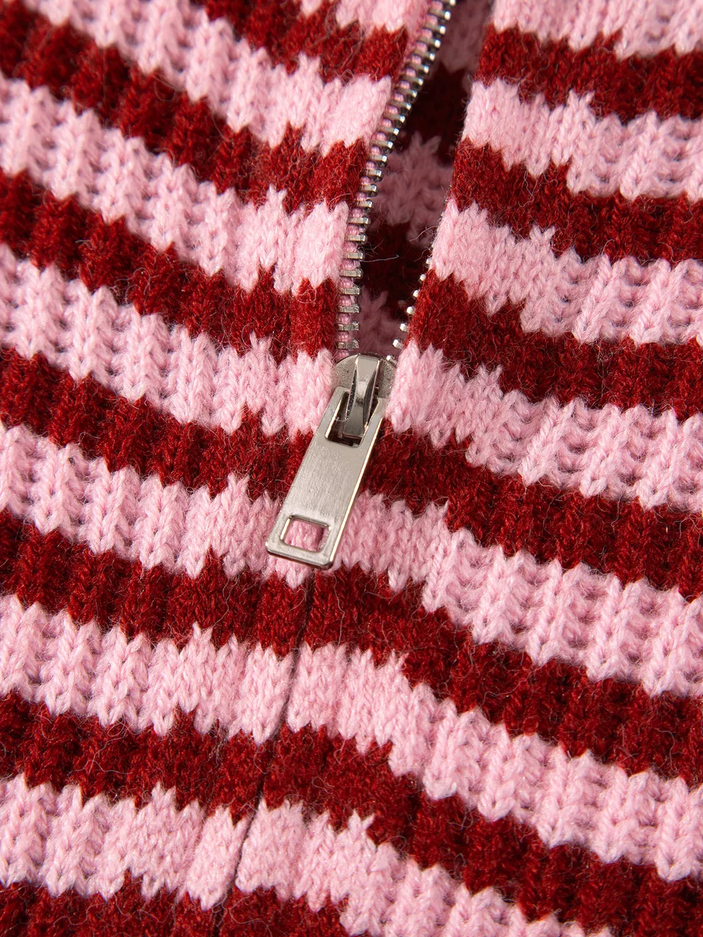Striped High Neck Zip-up Sweater Long Sleeve Casual Fit Drop Shoulder Open Front Cardigan, image 7