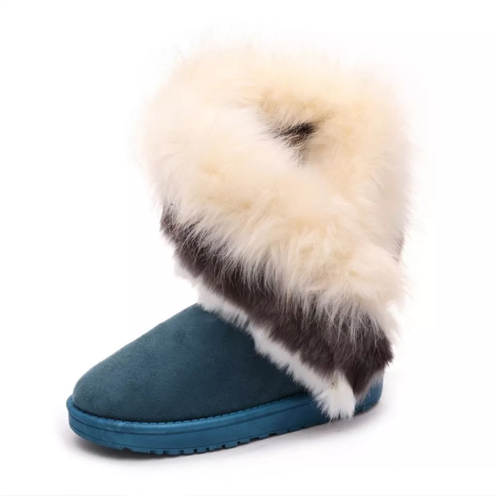 Fluffy Fur Cuff Round Toe Boots, image 12