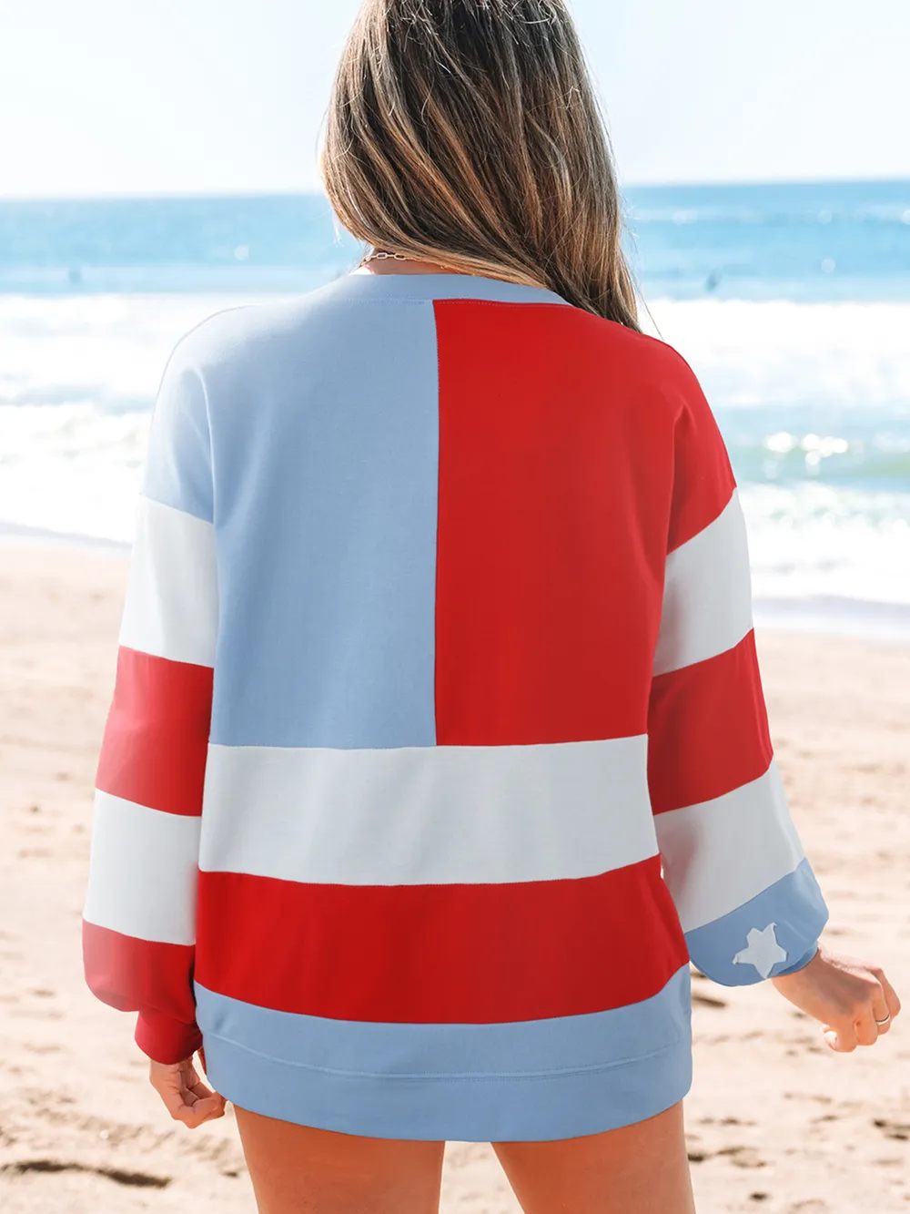 Multicolour American Flag Vintage Oversized Sweatshirt, image 7