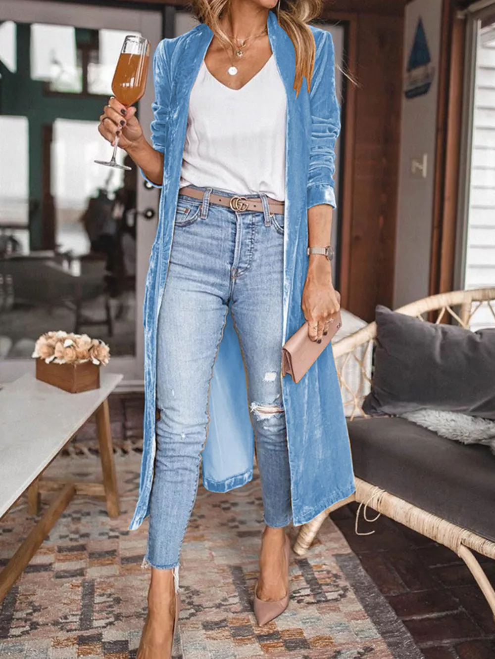 Open Front Long Sleeve Longline Cardigan, image 18