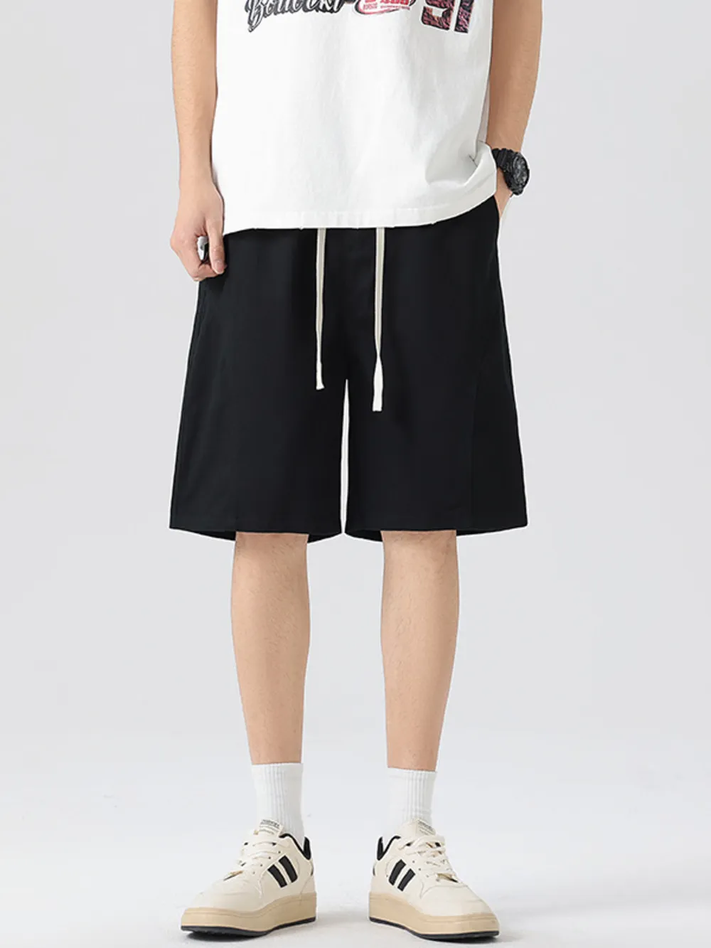 Men's Full Size Casual Loose-Fit Drawstring Shorts Plus Size