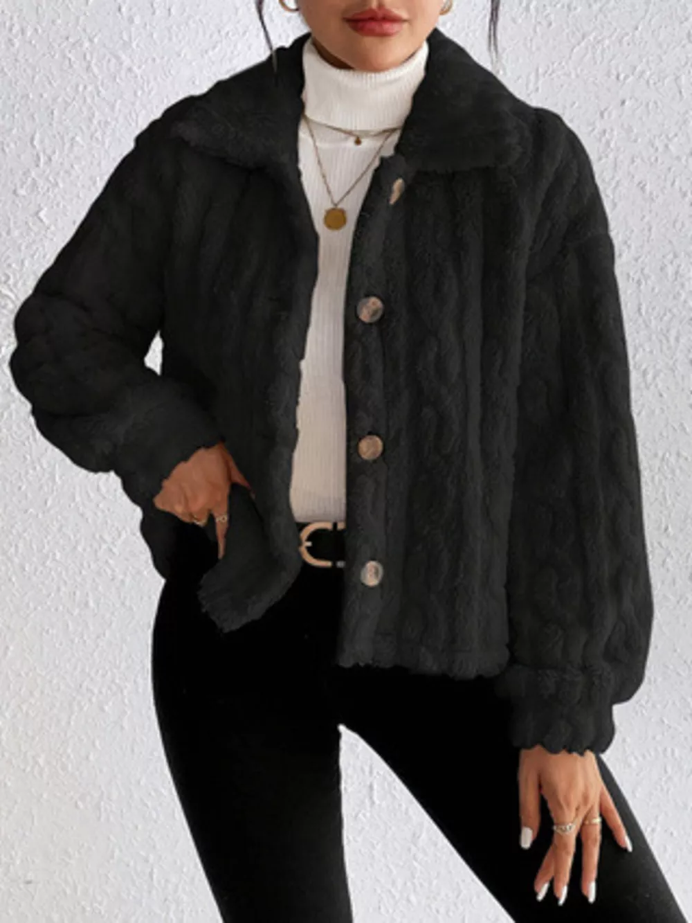 Cozy Fleece Button-Up Outerwear, image 4