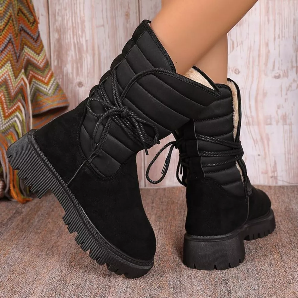 Quilted Lace-Up Mid-Calf Boots, image 5